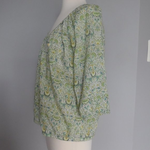 J. Crew Liberty London Peasant Lodden Paisley Cotton Casual Shirt Top Blouse XS - Picture 5 of 12